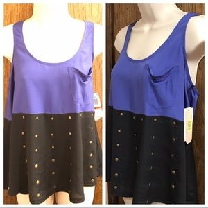 GB purple and black tank top with embellishments